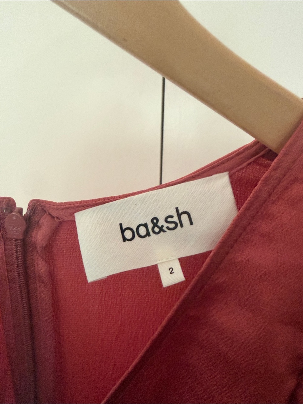 ba&sh Rust Midi Dress with Ruffle Trim - Picture 3 of 3